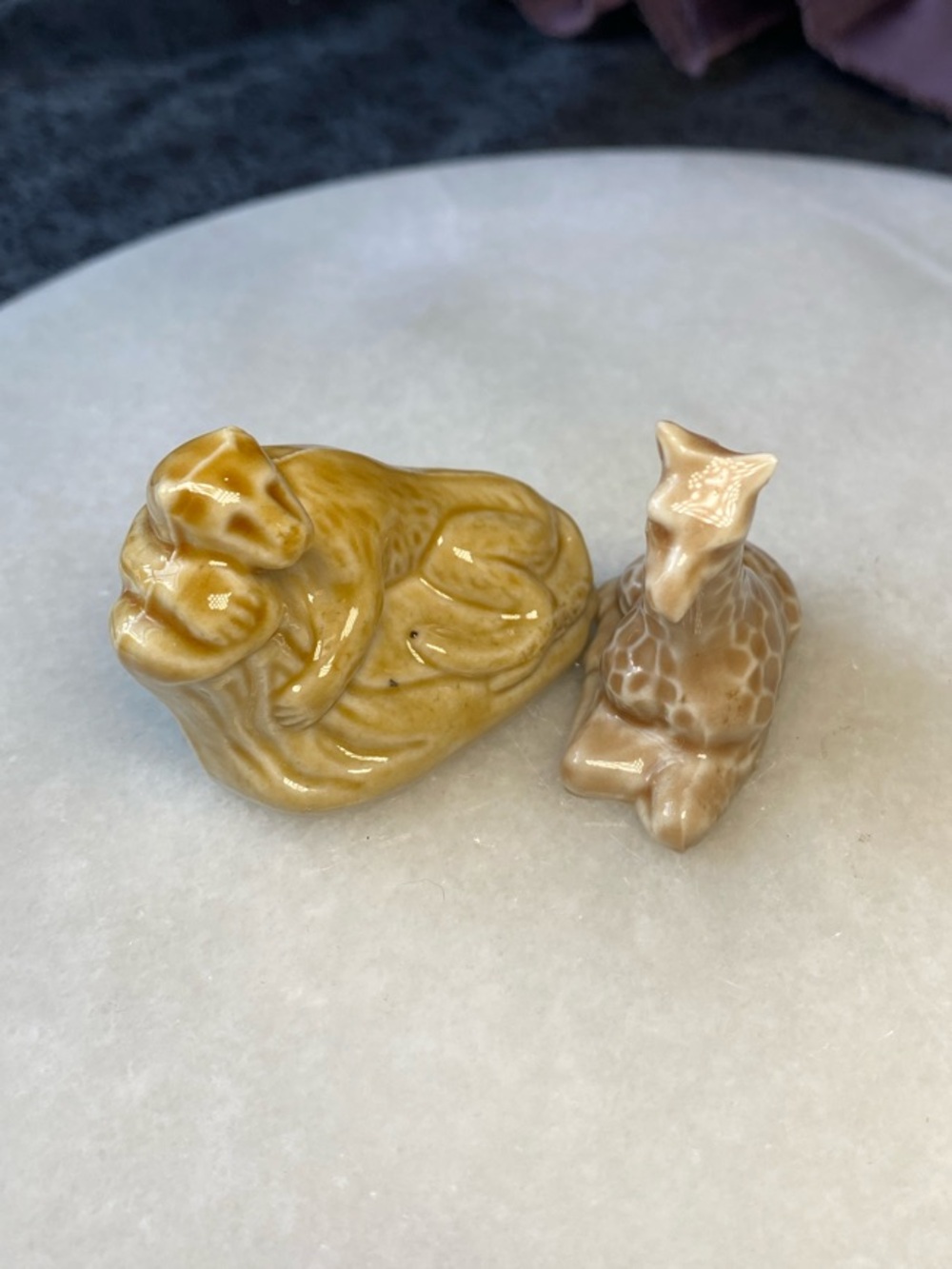 Vintage Wade England Whimsies Red Rose Tea Giraffe 60-70s & Florida Panther 1999